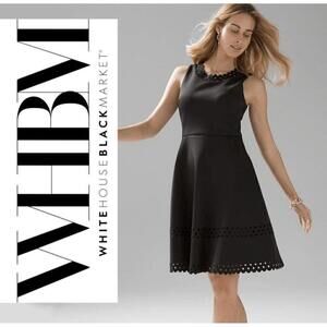 WHBM Black SL Scuba Dress with Geometric Cutouts Size 6  NWT